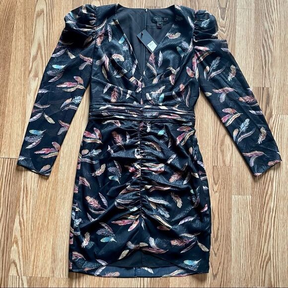 𝅺Rachel Zoe Sloane Feather Print Dress Size 6 - Picture 15 of 16